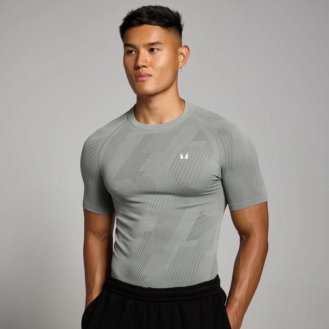 MP Herren Tempo nahtloses T-Shirt mit Grafikelement – Storm - XL · MyProtein · Myprotein · Produktbild