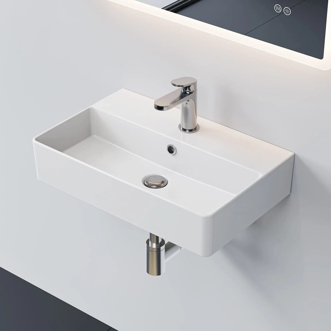 HOROW F12A-S5636 Aufsatzwaschbecken, Hahnloch & Überlauf, 28cm Lochabstand · HOROW · Horow DE F123