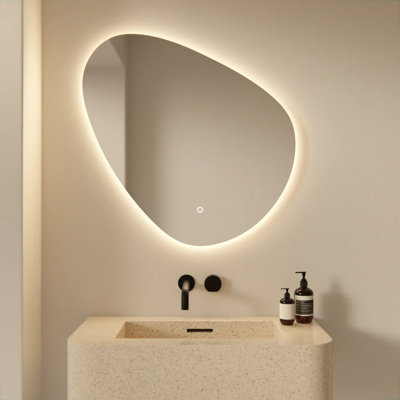 Badezimmerspiegel - 80x80cm Asymmetrisch - Rahmenlos · Mirlux · Mirlux DE 113854