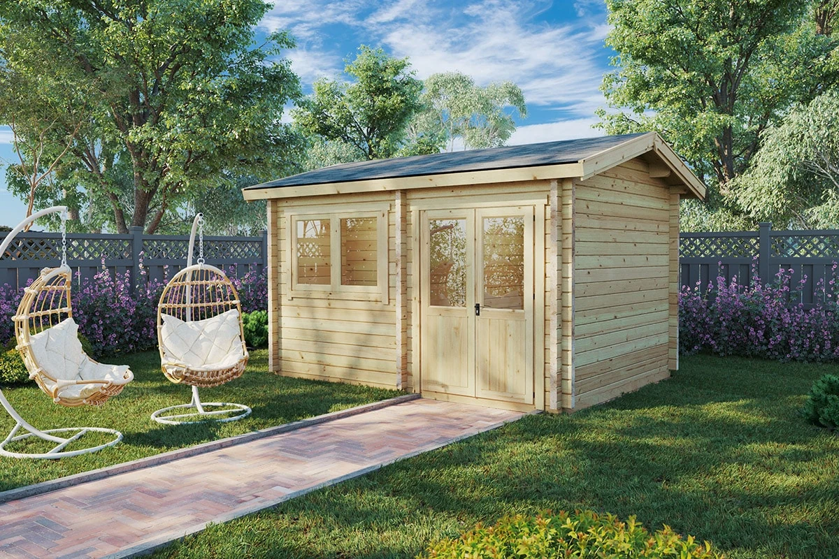 Gartensauna “Finnland” 4x3m | Gartensauna mit Vorraum | Outdoor-Sauna kaufen | Aussensauna für den Garten | Saunahaus mit Vorraum · Hansagarten24 · Hansagarten DE 10998