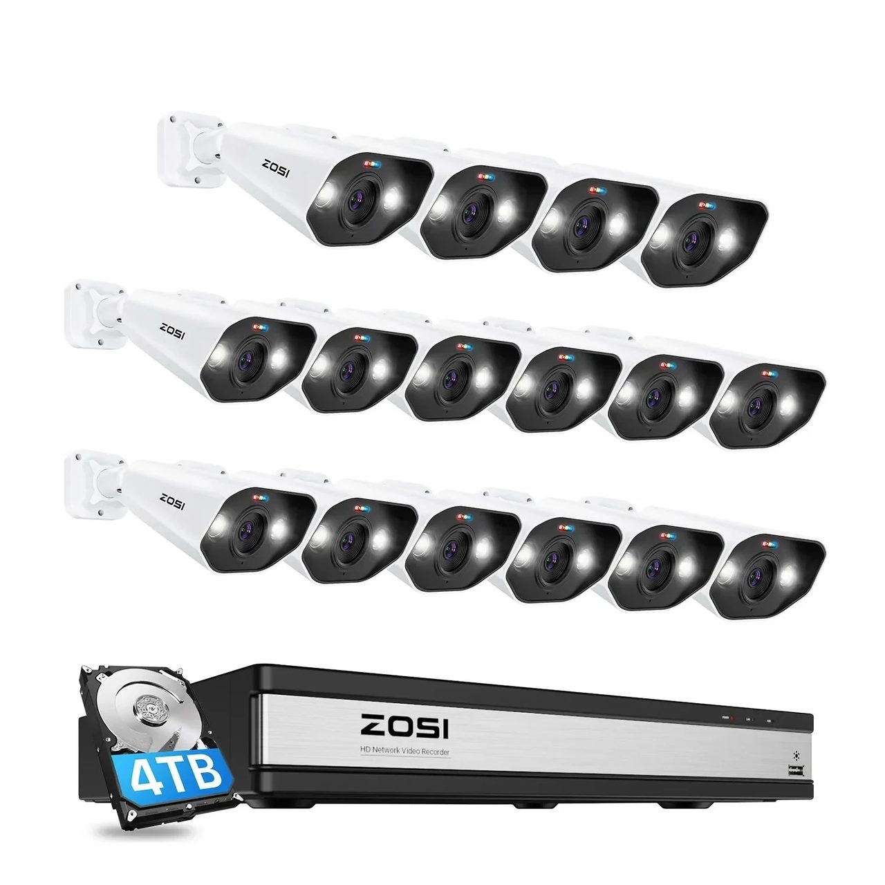 C182 5-MP-PoE-Kameras + 4K-16-Kanal-NVR + 4-TB-Festplatte (Ethernet-Kabel nicht im Lieferumfang enthalten) - 16 · ZOSI · Zosi DE F1802