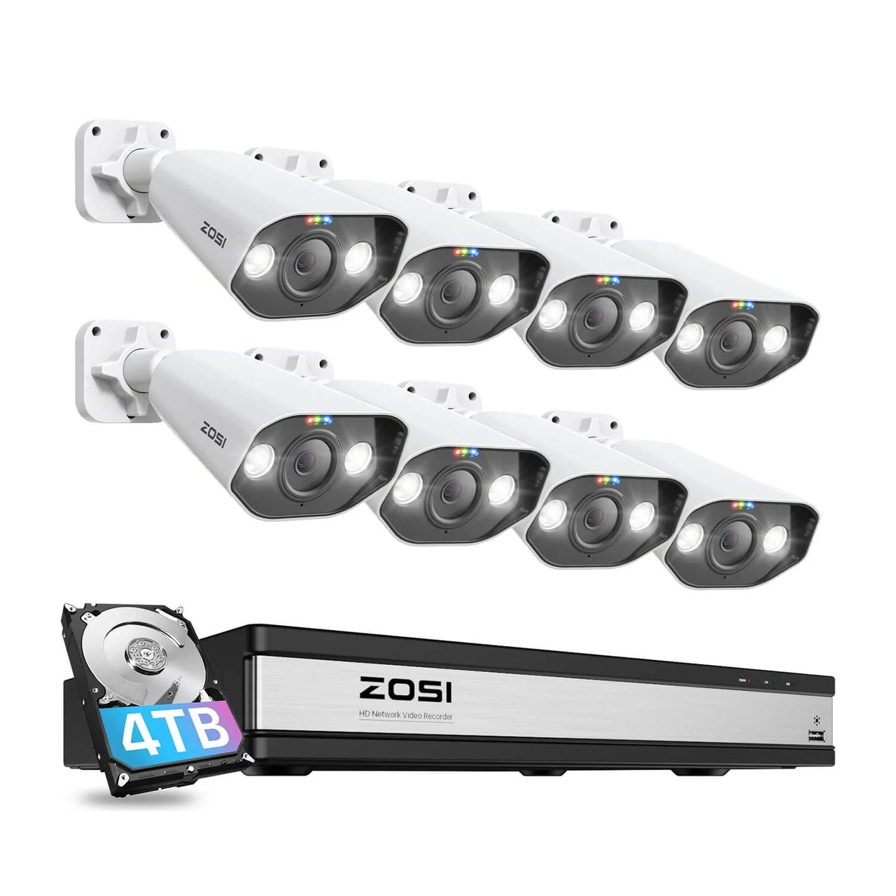 C182 5-MP-PoE-Kameras + 4K-16-Kanal-NVR + 4-TB-Festplatte (Ethernet-Kabel nicht im Lieferumfang enthalten) - 8 · ZOSI · Zosi DE F1802