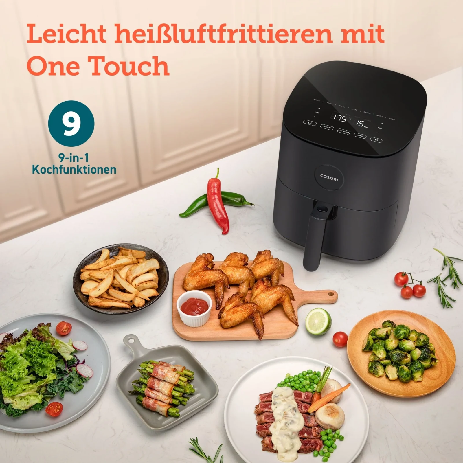 COSORI 4,7-Liter Heißluftfritteuse Dunkelgrau · COSORI · COSORI DE · Produktbild 2