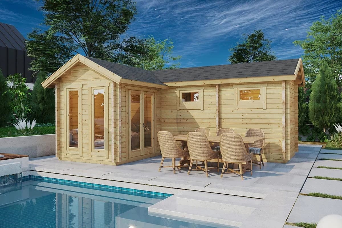 Garten-Saunahaus “Oliver 3” 6x4m | Gartensauna mit Vorraum | Outdoor-Sauna kaufen | Aussensauna für den Garten · Hansagarten24 · Hansagarten DE 109981