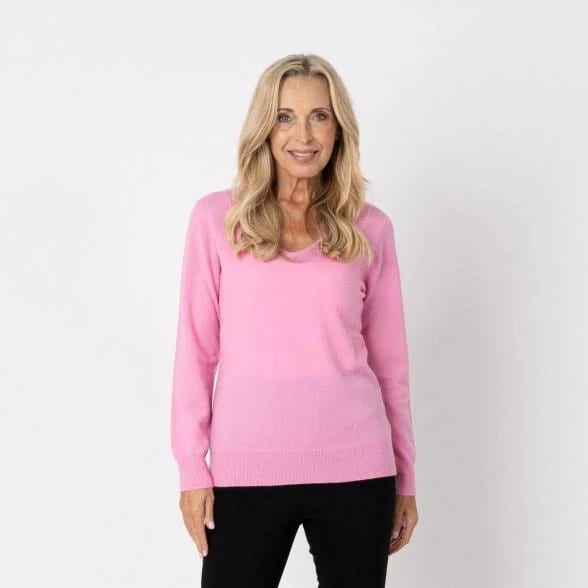 100% KASCHMIR Pullover, V-Ausschnitt, rosa · 100% KASCHMIR BY JUTTA LEIBFRIED · 123.live 102359