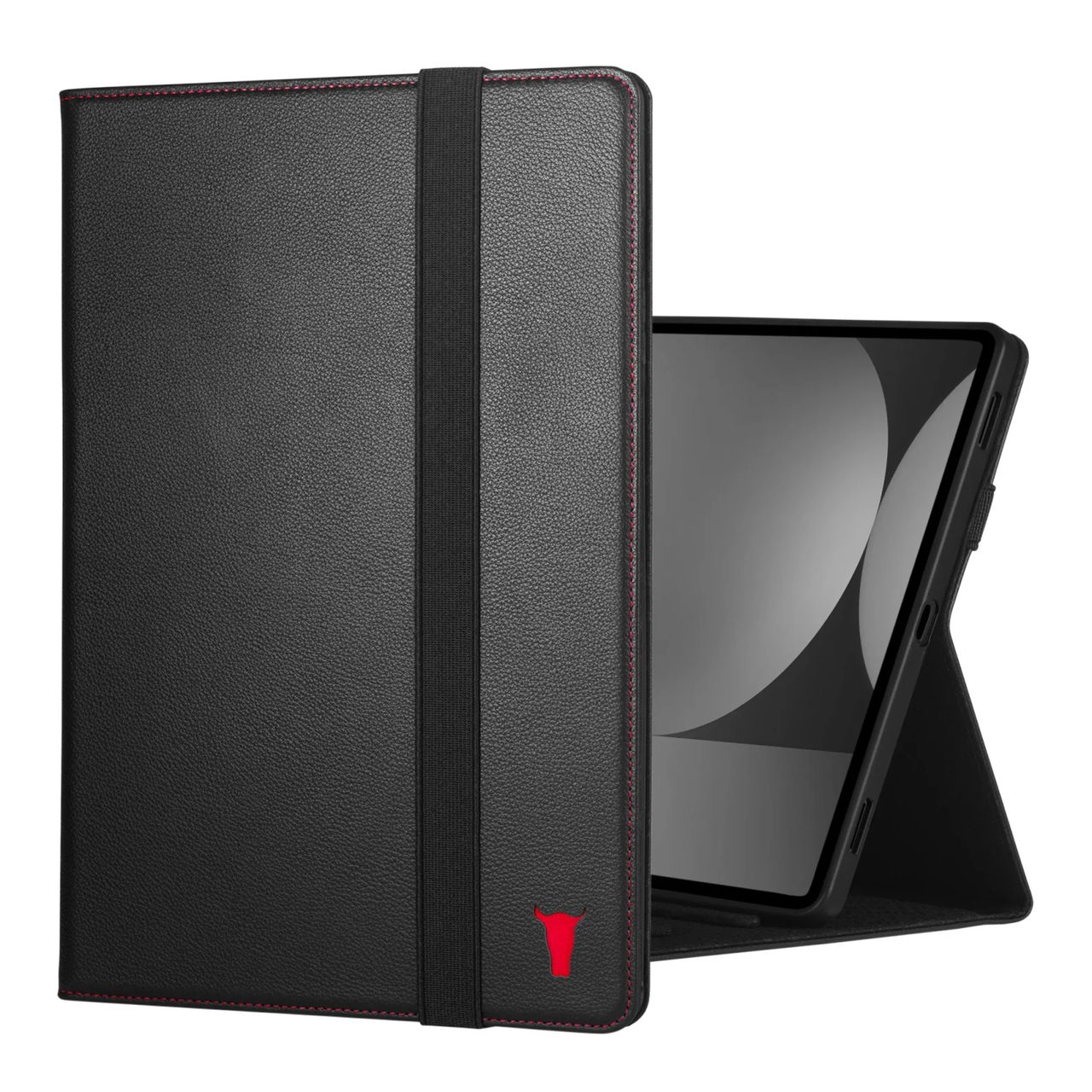 Samsung Galaxy Tab S9+ / Tab S10+ Lederhülle - Schwarz mit Rotem Detail · TORRO · Torro DE 104057