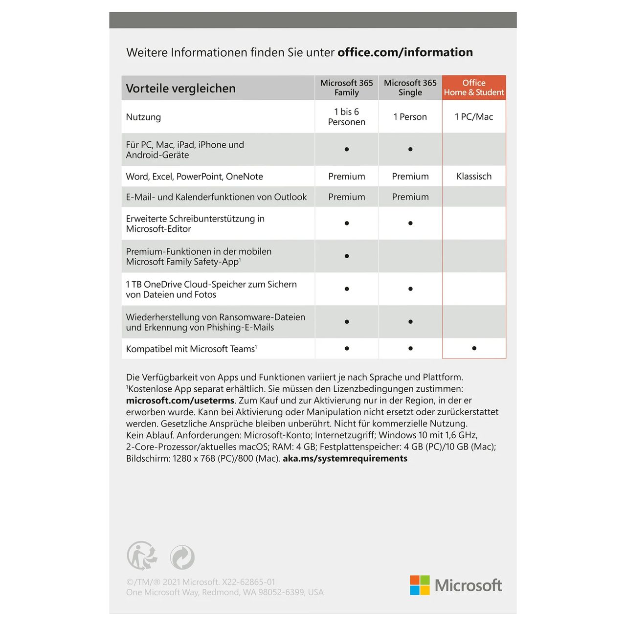Microsoft Office 2021 Home and Student - Office Paket · Microsoft · AfB DE 98531