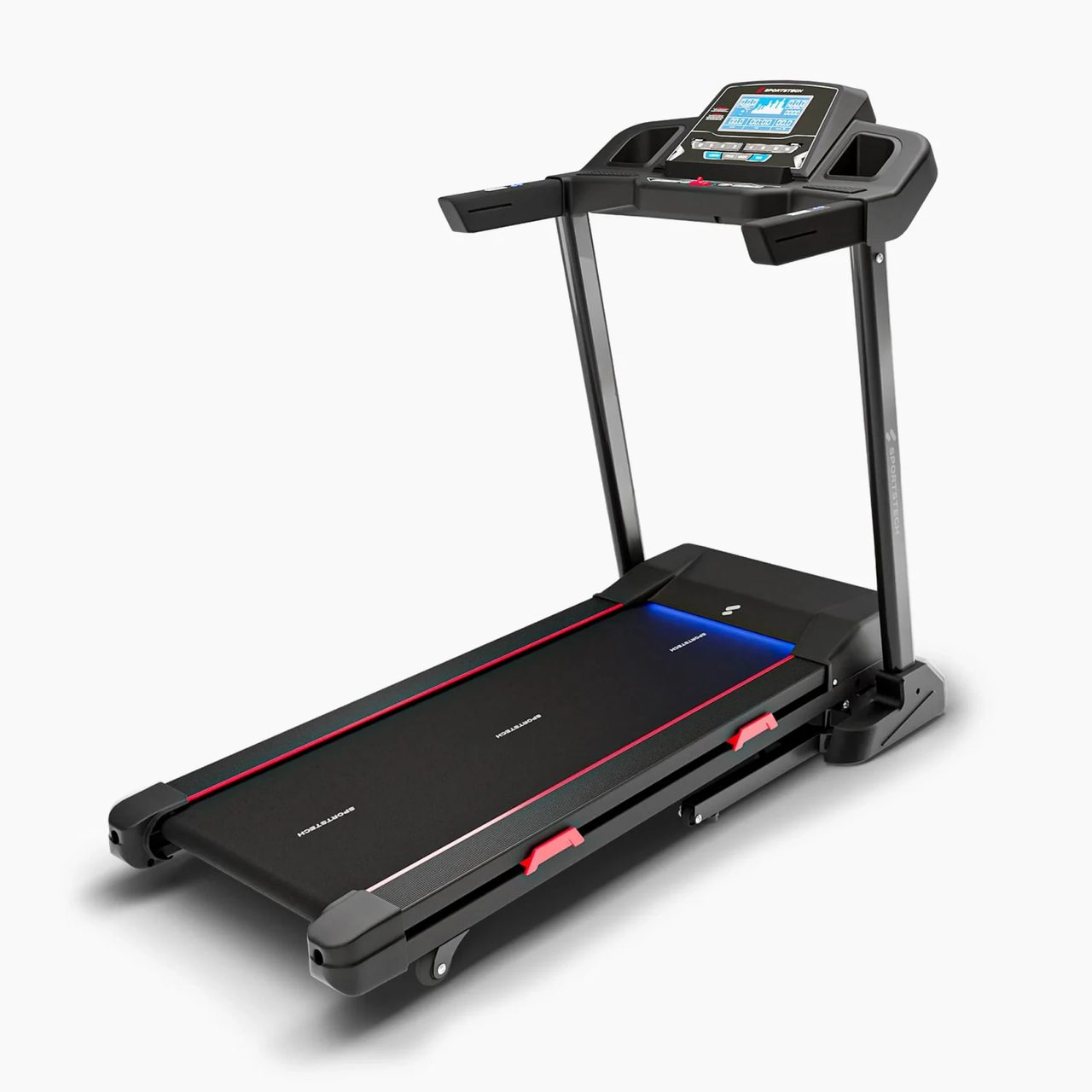 Sportstech Laufband F31s, Cardio-Training, bis zu 16 km/h, für Heimtraining, App-kompatibel, 12 Trainingsprogramme, Tablethalter, Getränkehalter, wartungsarm, mit Steigungswinkel ·