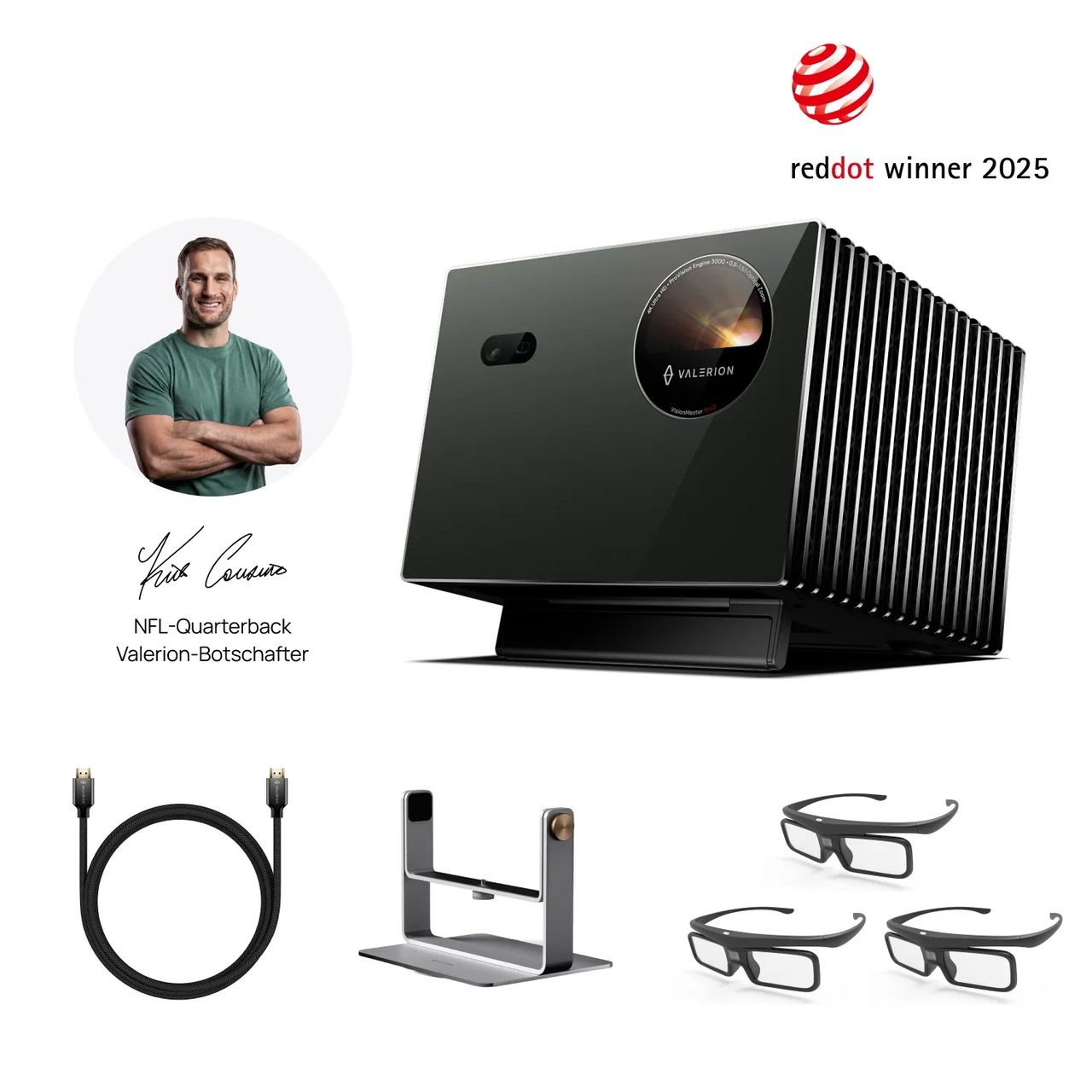AWOL Valerion Pro 2/Pro + Ständer + 3x 3D-Brillen + HDMI-Kabel（2m） - Pro2 / Kardanischer Tischständer · Valerion DE · Valerion EU F2881
