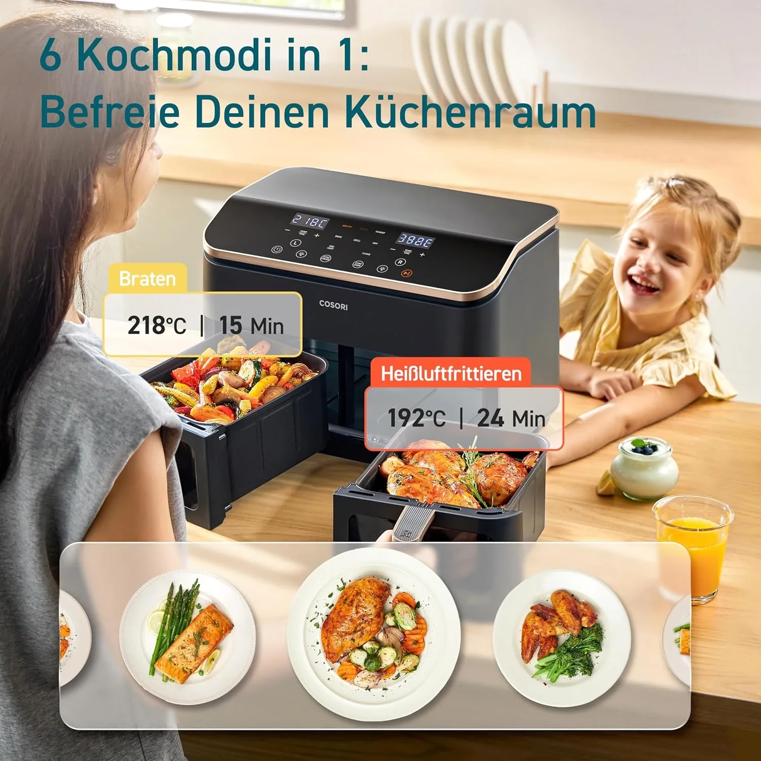 COSORI 2 Kammern 8,5-Liter Heißluftfritteuse-Gold · COSORI · COSORI DE · Produktbild 2
