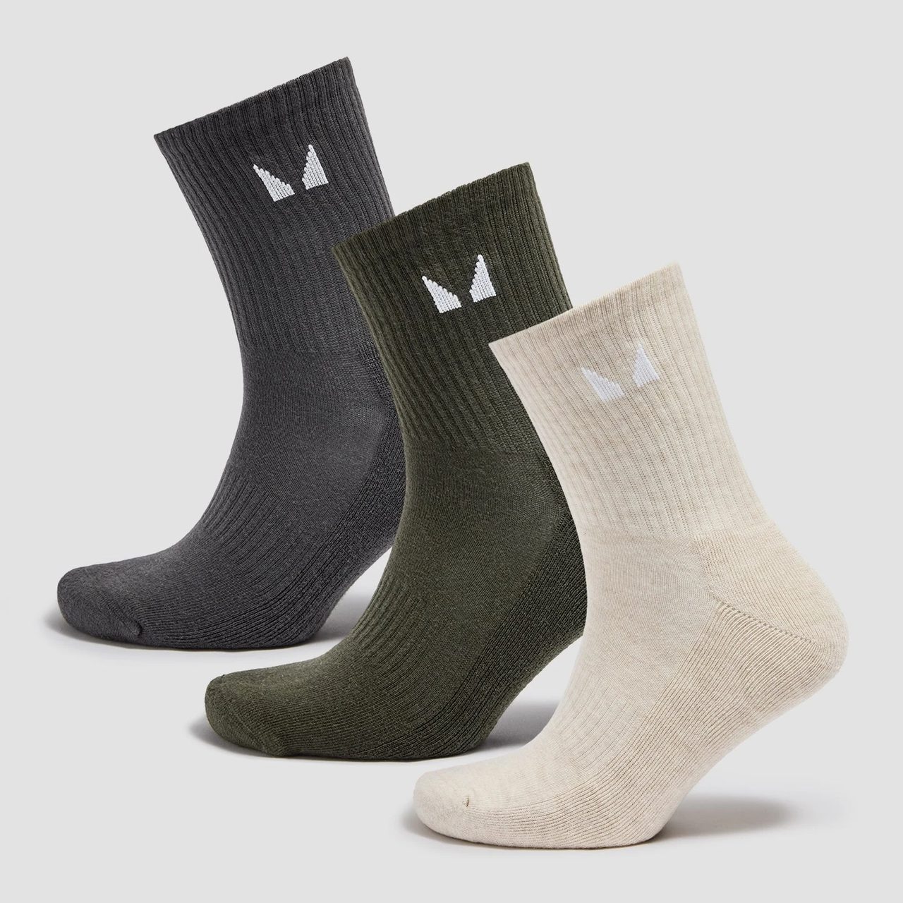 MP Unisex Crew Socken (3er-Pack) - Wüstensand/Waldgrün/Nachtgrau - UK 6-8 · MyProtein · Myprotein
