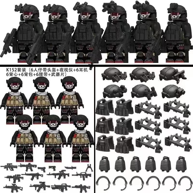 Moderne Militär SWAT Ghost Commando Special Forces Armee Soldatenfiguren Polizei Waffe Baustein Spielzeug Ziegel Weihnachten Thanksgiving Geschenk für Kinder No Box · Duke King · J