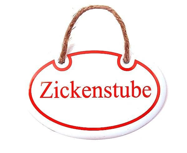 Emaille Türschild Zickenstube - 10,5 x 7 cm · Münder Email GmbH · Schildershop24 DE 101659