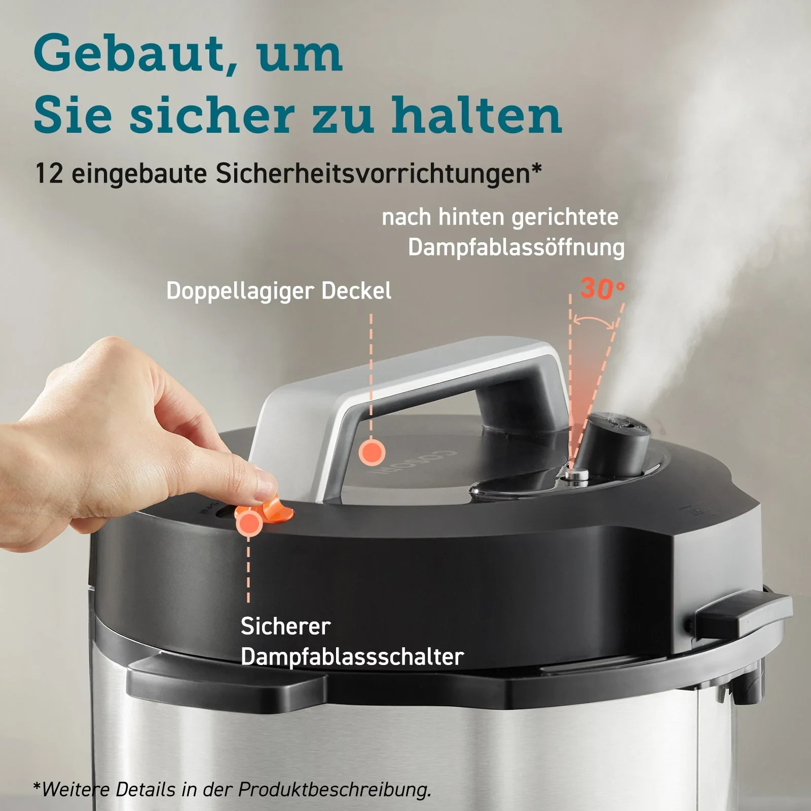 COSORI 5,7 L Schnellkochtopf, Schwarz · COSORI · COSORI DE · Produktbild 4