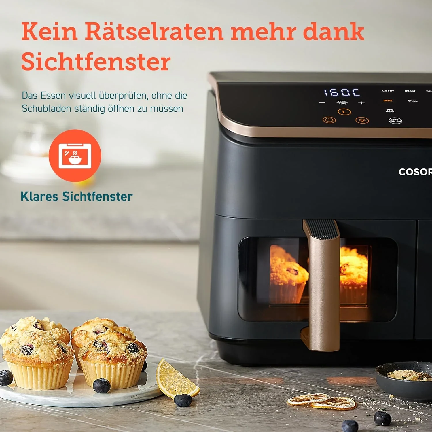 COSORI 2 Kammern 8,5-Liter Heißluftfritteuse-Gold · COSORI · COSORI DE · Produktbild 4