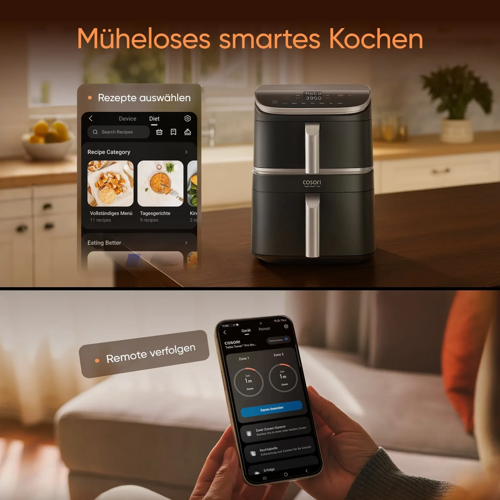 COSORI Turbo Tower™ 10,8-Liter Heißluftfritteuse Pro Smart - Gold · COSORI · COSORI DE · Produktbild 5