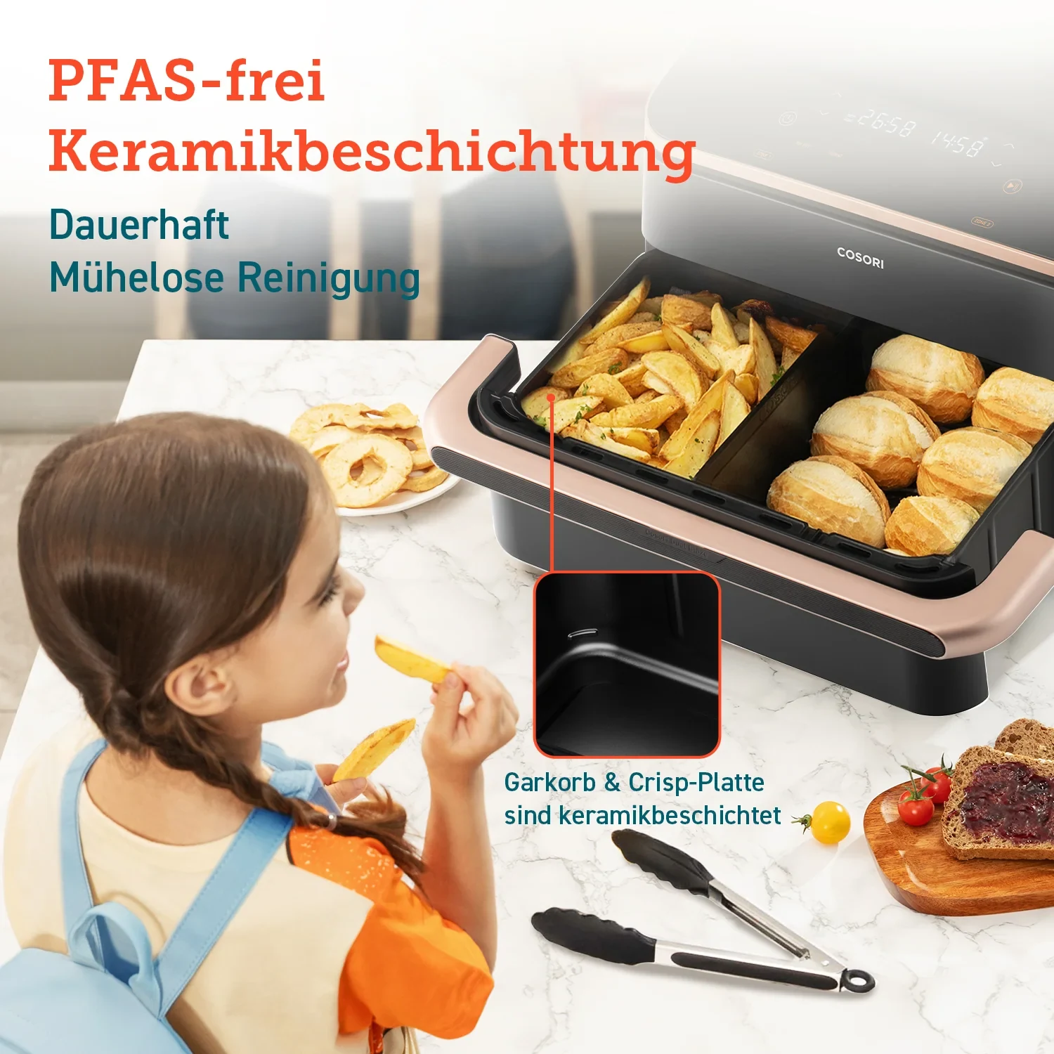 COSORI Dual Blaze Twinfry™ 10-Litre Heißluftfritteuse-Gold - Weiß · COSORI · COSORI DE · Produktbild 3