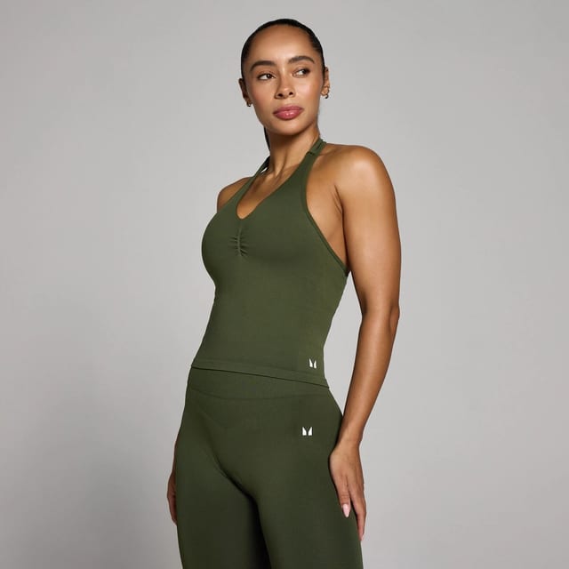 MP Damen Tempo Nahtlos Neckholder-Top - Waldgrün - XXL · MyProtein · Myprotein